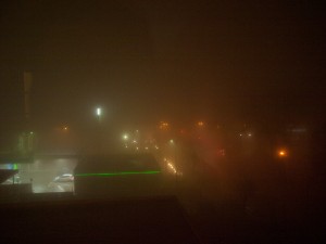View from the window on that first foggy night in Sofia